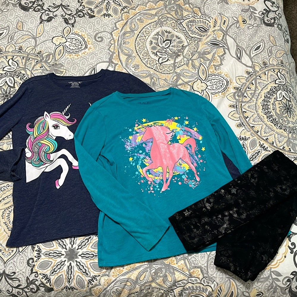 3-Piece Children’s Place Girls Size 10/12 Bundle Long Sleeve Leggings Unicorns - Picture 8 of 8